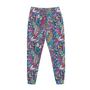 Boho Feather Pattern Print Jogger Pants