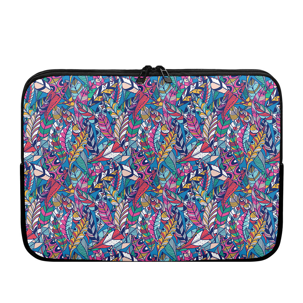 Boho Feather Pattern Print Laptop Sleeve