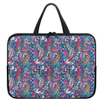 Boho Feather Pattern Print Laptop Sleeve With Handle