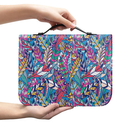 Boho Feather Pattern Print Leather Bible Cover