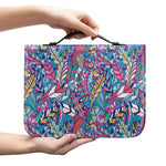 Boho Feather Pattern Print Leather Bible Cover