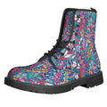 Boho Feather Pattern Print Lace-Up Boots