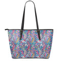 Boho Feather Pattern Print Leather Tote Bag With Zipper