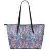 Boho Feather Pattern Print Leather Tote Bag