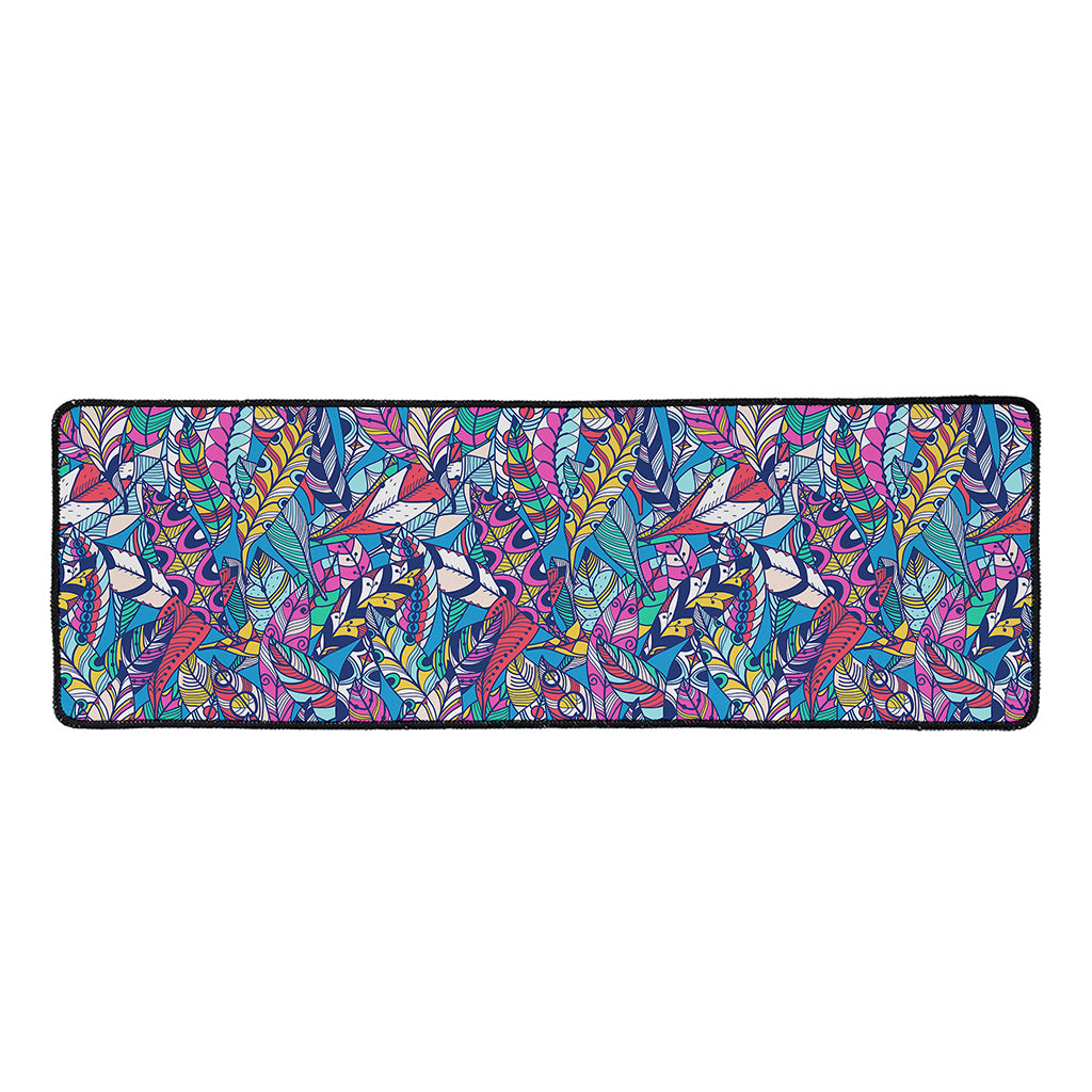 Boho Feather Pattern Print Long Kitchen Mat