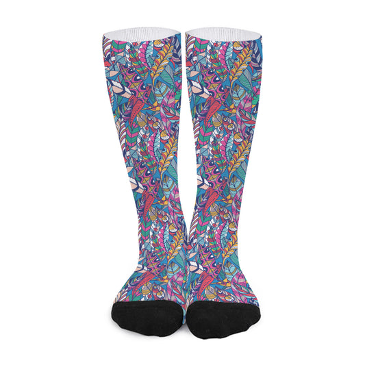 Boho Feather Pattern Print Long Socks