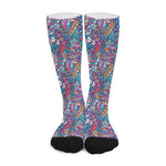 Boho Feather Pattern Print Long Socks