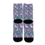 Boho Feather Pattern Print Long Socks