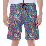 Boho Feather Pattern Print Men's Beach Shorts