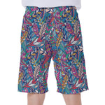 Boho Feather Pattern Print Men's Beach Shorts
