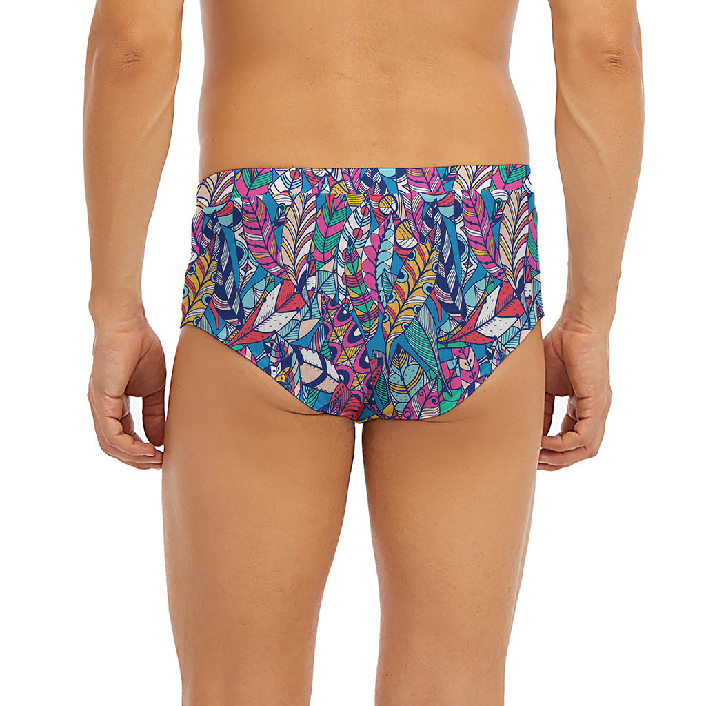 Boho Feather Pattern Print Men's Briefs