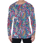 Boho Feather Pattern Print Men's Long Sleeve T-Shirt