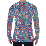 Boho Feather Pattern Print Men's Long Sleeve T-Shirt