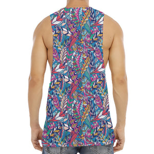 Boho Feather Pattern Print Men's Muscle Tank Top