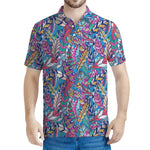 Boho Feather Pattern Print Men's Polo Shirt