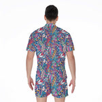Boho Feather Pattern Print Men's Rompers