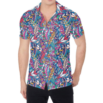 Boho Feather Pattern Print Men's Shirt