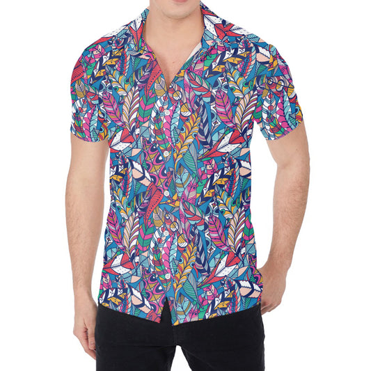 Boho Feather Pattern Print Men's Shirt