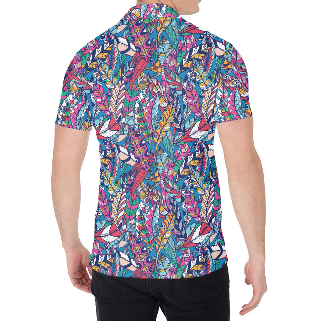 Boho Feather Pattern Print Men's Shirt