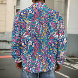 Boho Feather Pattern Print Men's Shirt Jacket