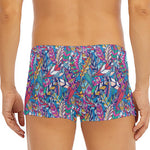 Boho Feather Pattern Print Men's Short Boxer Briefs