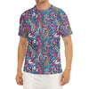 Boho Feather Pattern Print Men's Short Sleeve Rash Guard