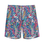 Boho Feather Pattern Print Men's Sports Shorts