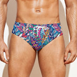 Boho Feather Pattern Print Men's Swim Briefs