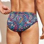 Boho Feather Pattern Print Men's Swim Briefs