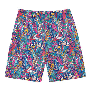 Boho Feather Pattern Print Men's Swim Trunks