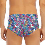Boho Feather Pattern Print Men's Triangle Swim Briefs