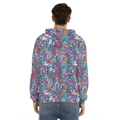 Boho Feather Pattern Print Men's Velvet Pullover Hoodie