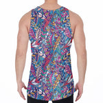 Boho Feather Pattern Print Men's Velvet Tank Top