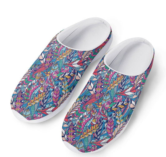 Boho Feather Pattern Print Mesh Casual Shoes