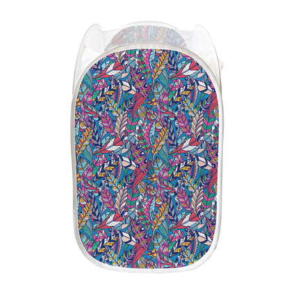Boho Feather Pattern Print Mesh Laundry Hamper