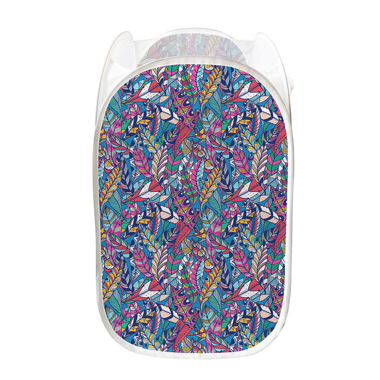 Boho Feather Pattern Print Mesh Laundry Hamper
