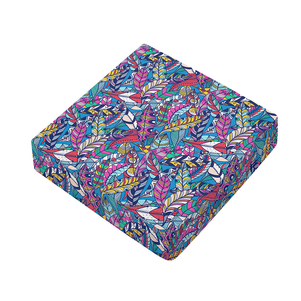 Boho Feather Pattern Print Outdoor Seat Cushion Cover