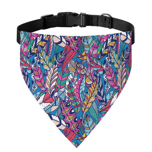 Boho Feather Pattern Print Over The Collar Dog Bandana