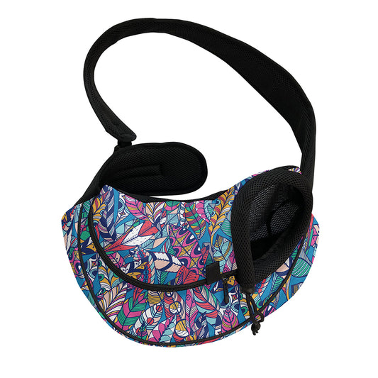 Boho Feather Pattern Print Pet Sling Carrier