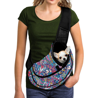 Boho Feather Pattern Print Pet Sling Carrier