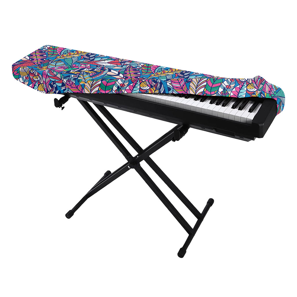 Boho Feather Pattern Print Piano Keyboard Cover