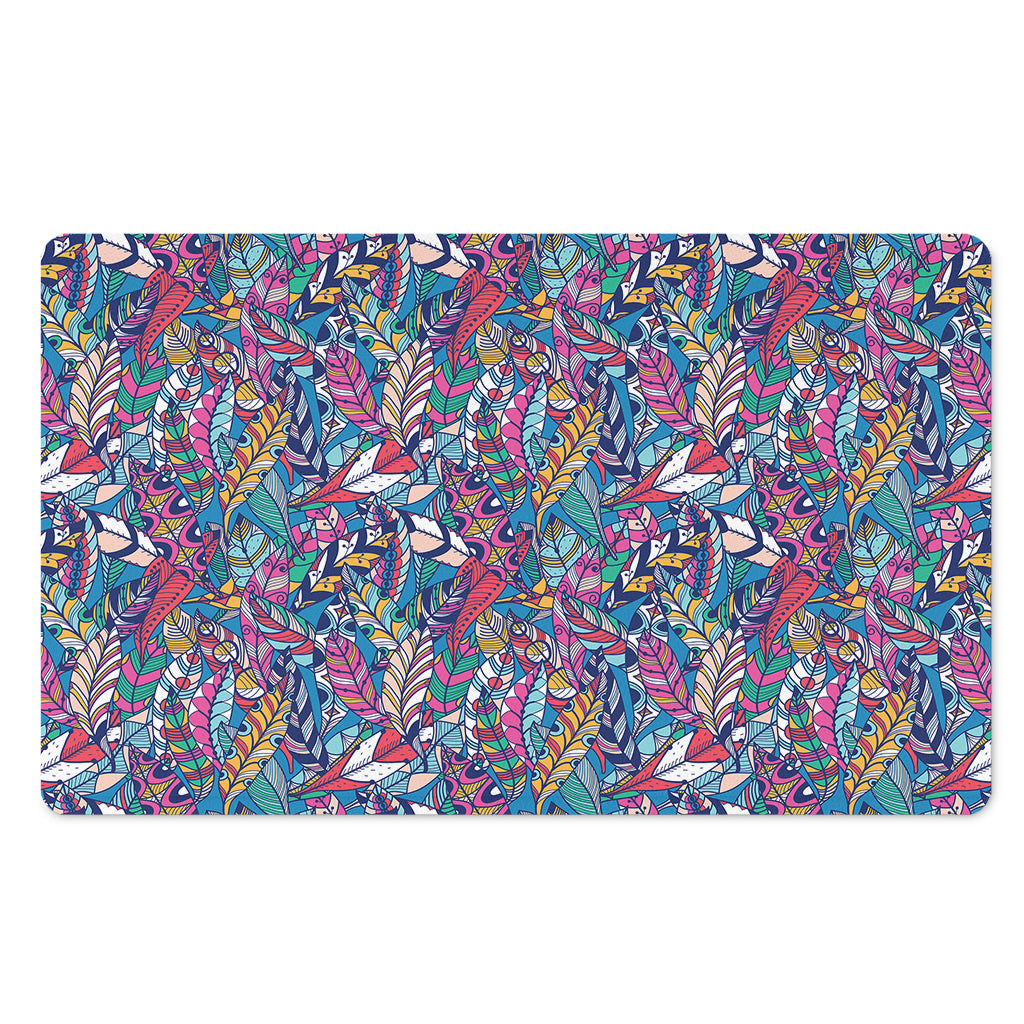 Boho Feather Pattern Print Polyester Doormat