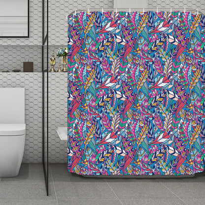 Boho Feather Pattern Print Polyester Shower Curtain