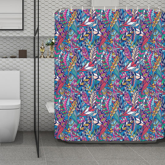 Boho Feather Pattern Print Polyester Shower Curtain