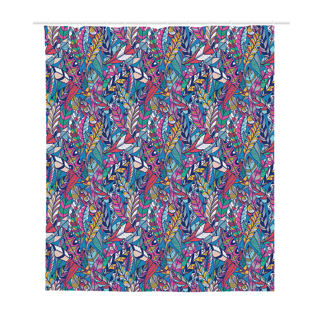 Boho Feather Pattern Print Polyester Shower Curtain