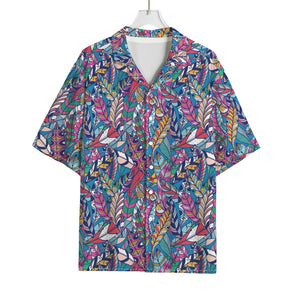 Boho Feather Pattern Print Rayon Hawaiian Shirt