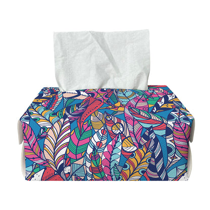 Boho Feather Pattern Print Rectangle Tissue Box Cover