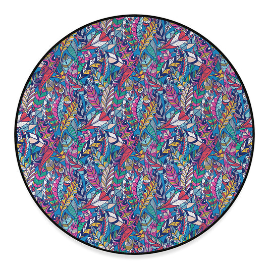 Boho Feather Pattern Print Round Floor Mat