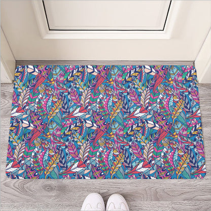 Boho Feather Pattern Print Rubber Doormat