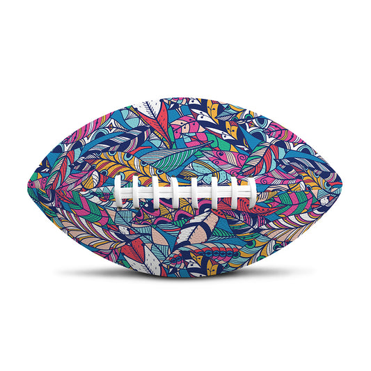 Boho Feather Pattern Print Rugby Ball